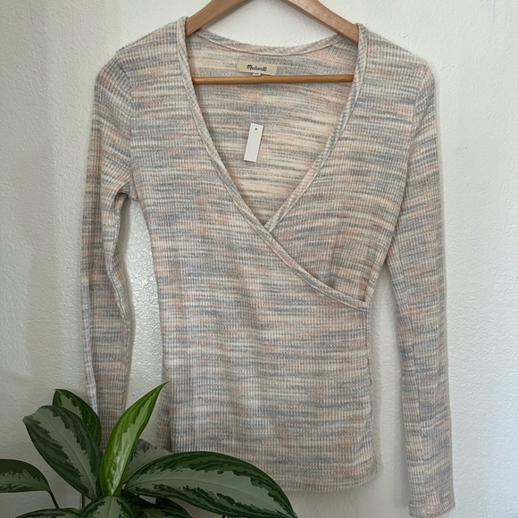 Madewell Space Dye Faux-Wrap Top - Picture 4 of 6
